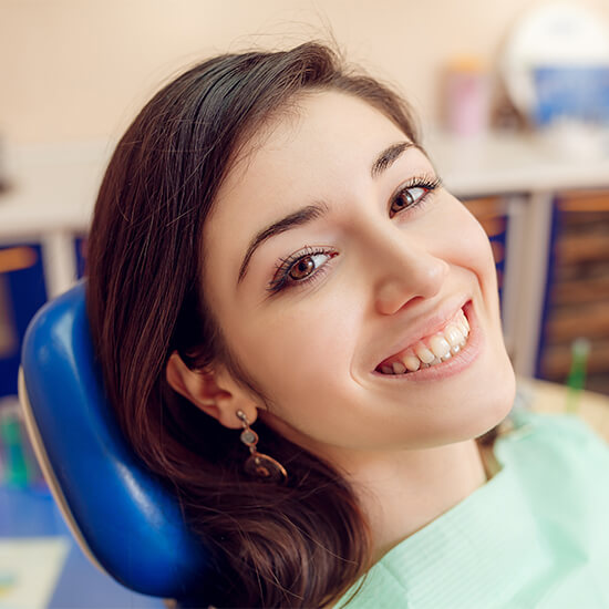 A female patient smiling